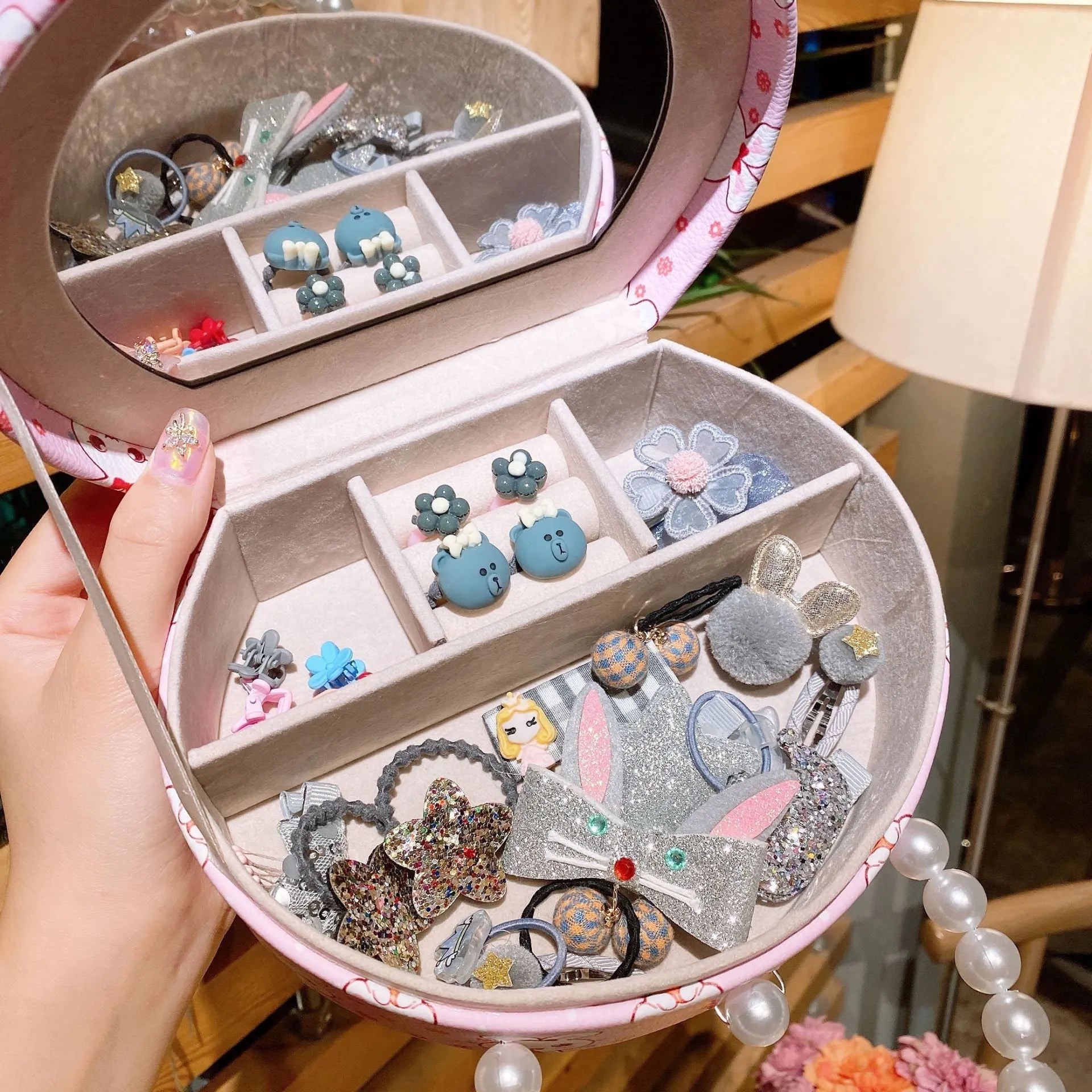 Cocoli series children's fabric hair clip princess headdress jewellery set with 26 pieces in storage box
