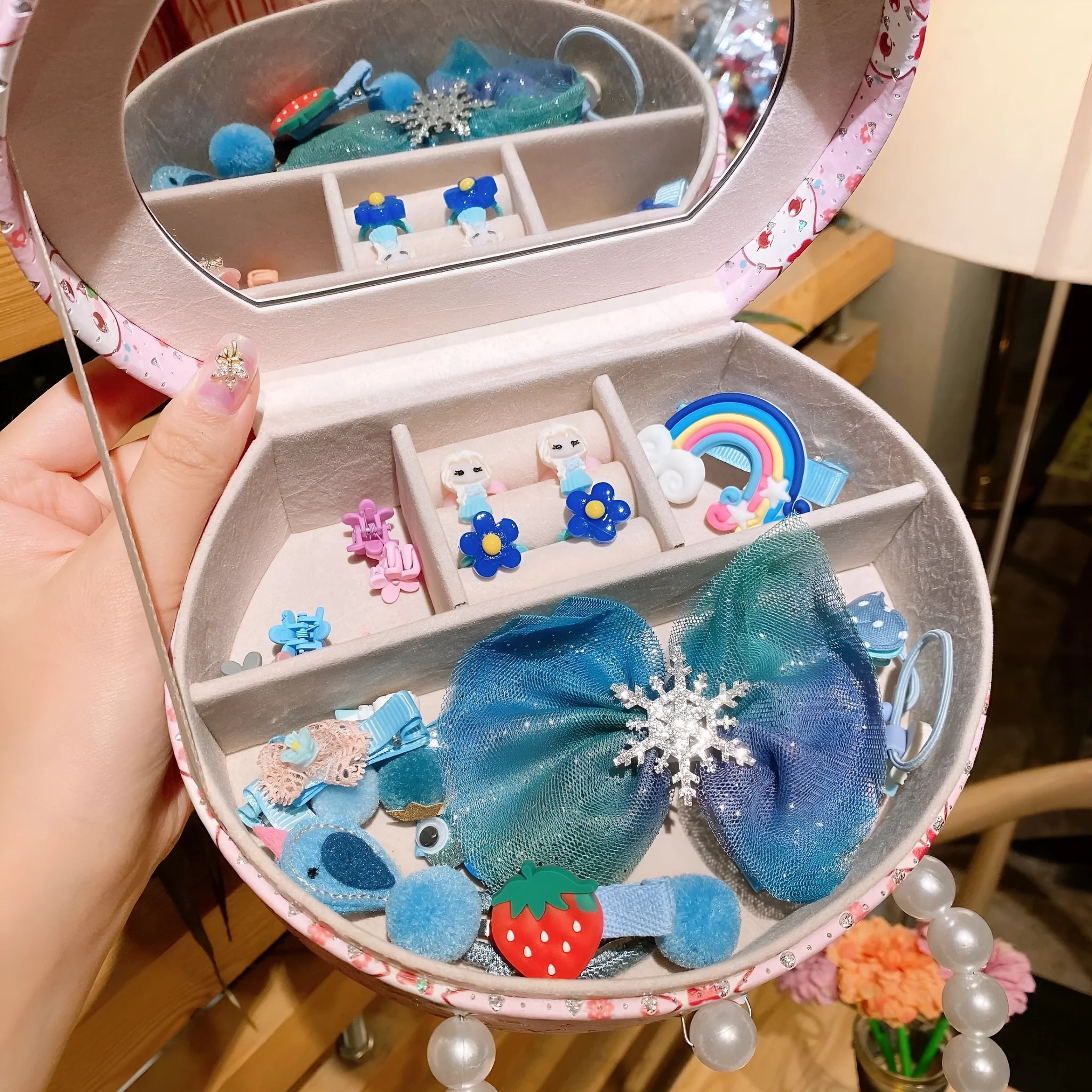 Cocoli series children's fabric hair clip princess headdress jewellery set with 26 pieces in storage box