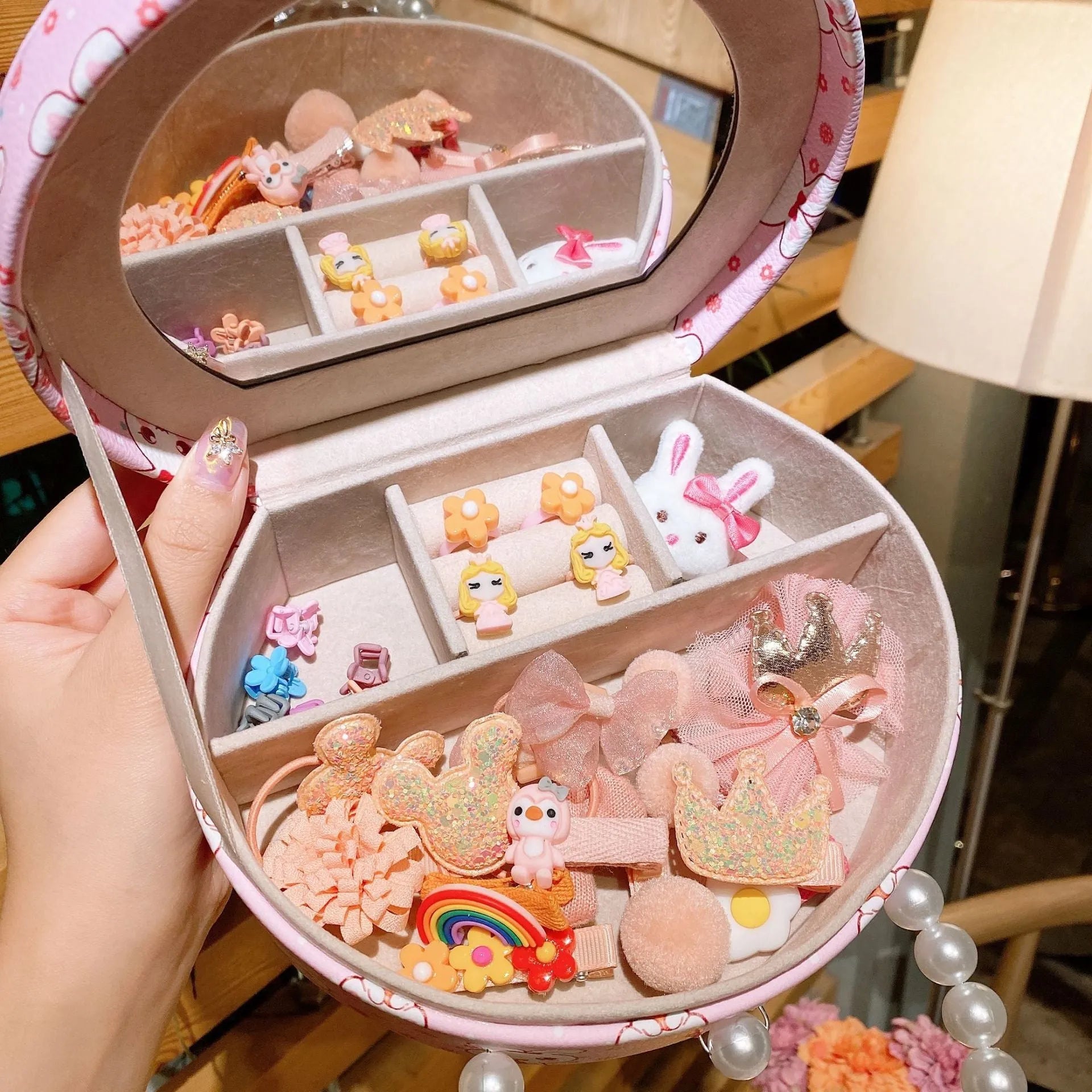 Cocoli series children's fabric hair clip princess headdress jewellery set with 26 pieces in storage box