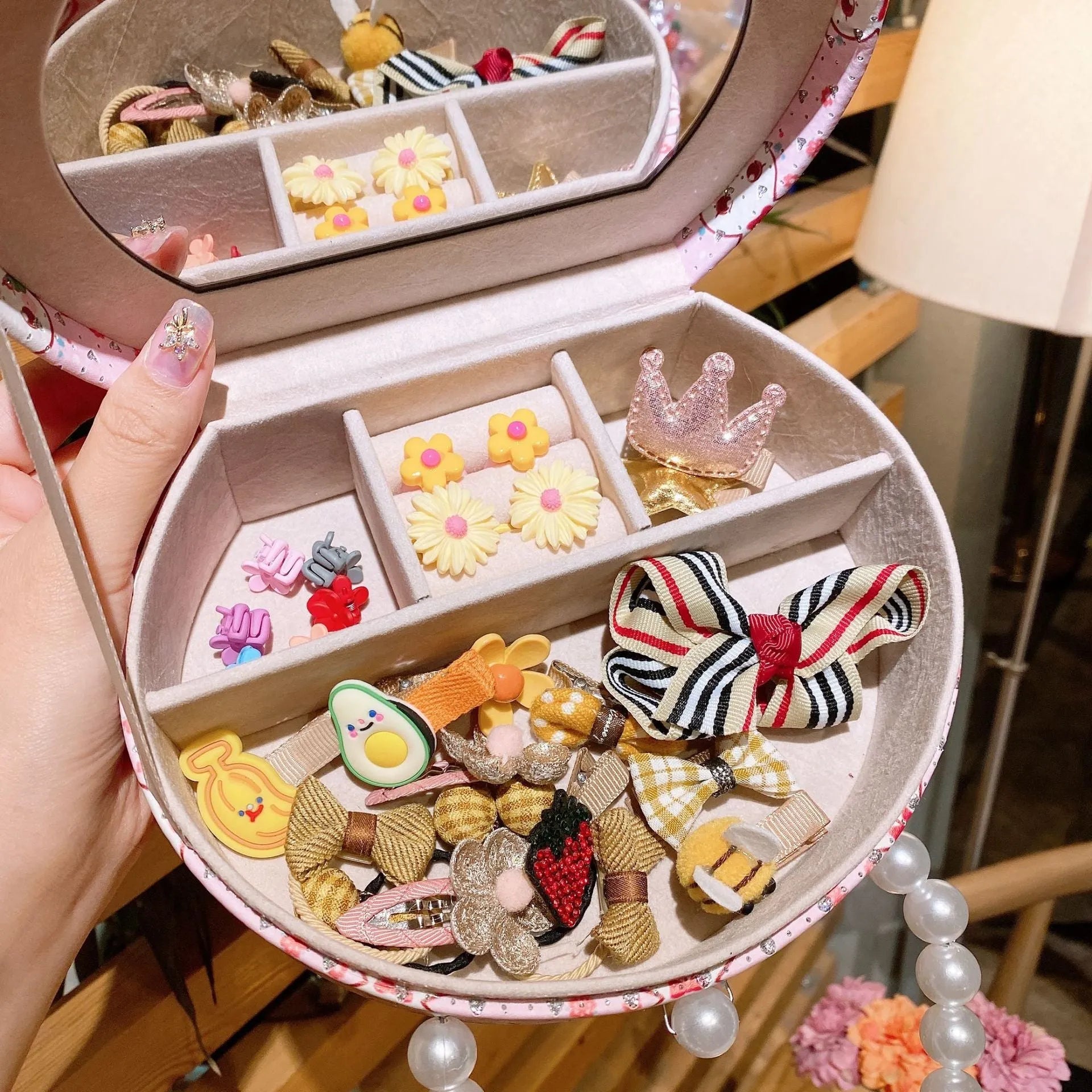 Cocoli series children's fabric hair clip princess headdress jewellery set with 26 pieces in storage box