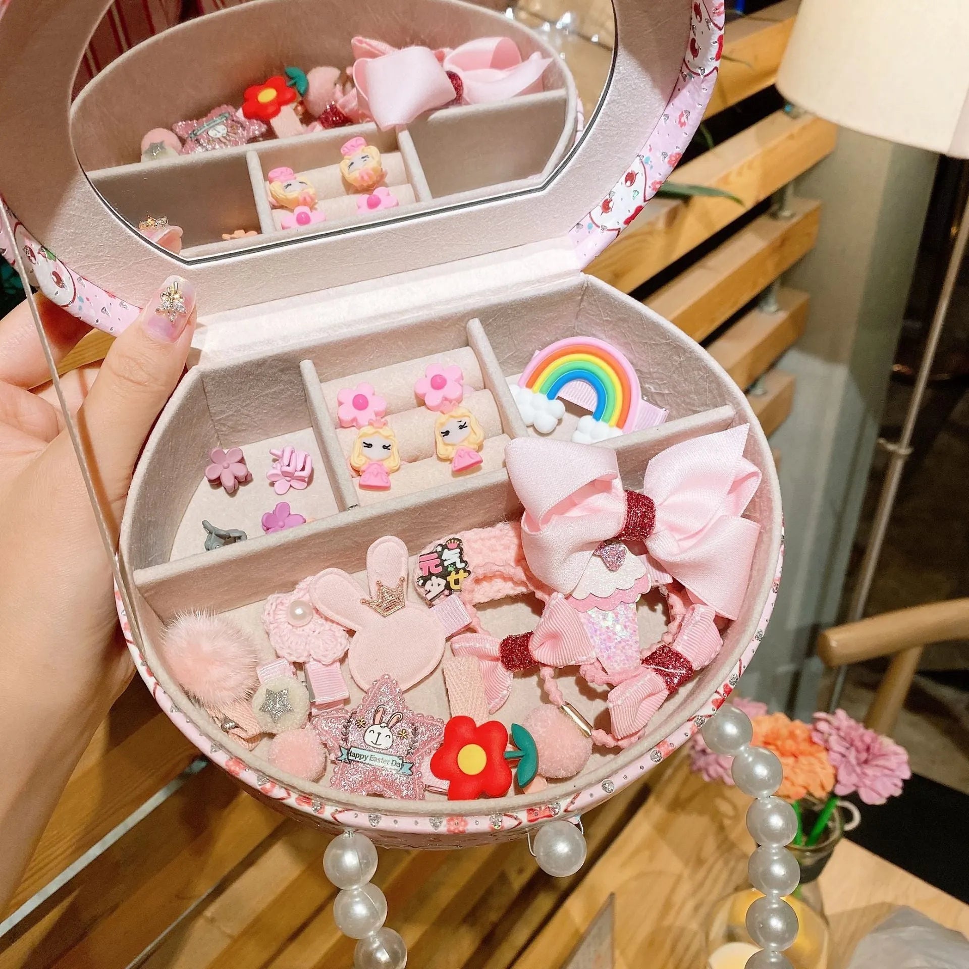 Cocoli series children's fabric hair clip princess headdress jewellery set with 26 pieces in storage box