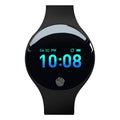 Blue smart watch with fitness tracker on wrist showing 0.66 inch screen and Bluetooth connectivity.