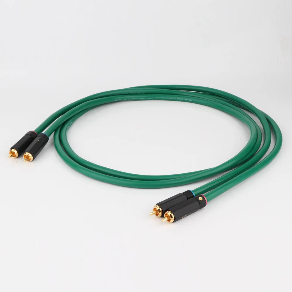 4-core copper silver-plated audio cable with RCA plugs for amplifier connections