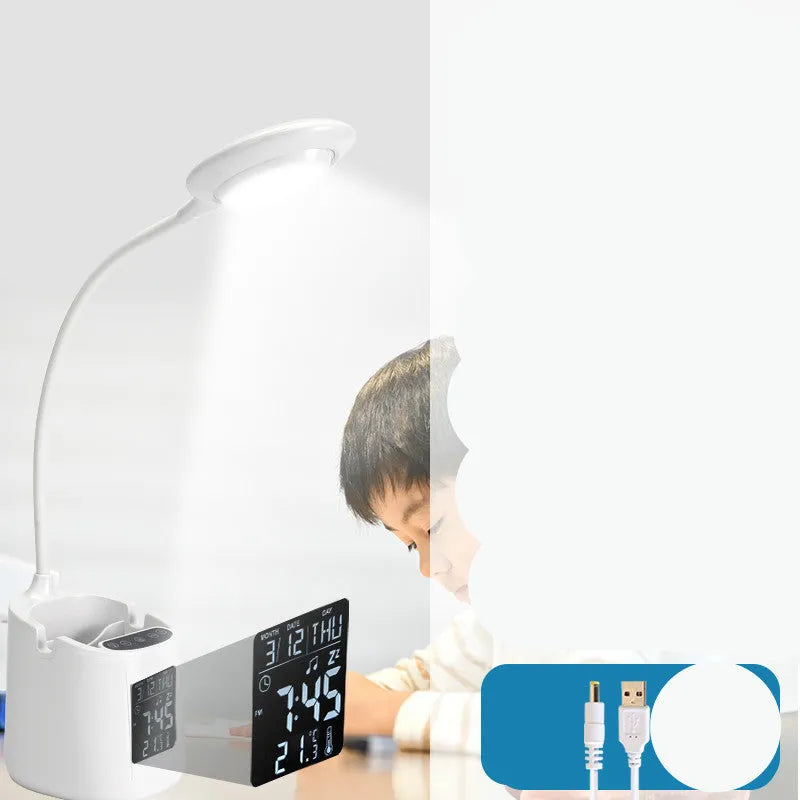 White desk lamp with touch switch and USB power for eye protection during study