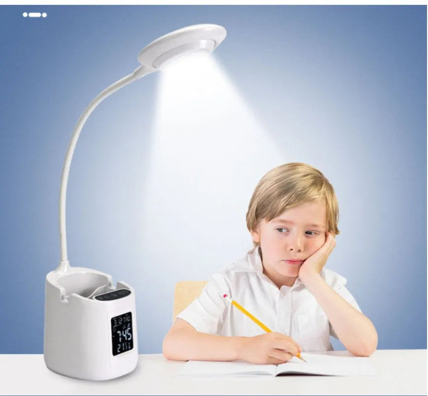 White desk lamp with touch switch and USB power for eye protection during study