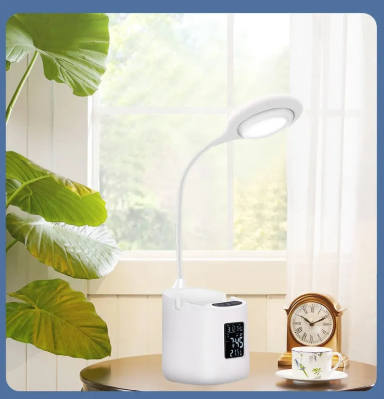 White desk lamp with touch switch and USB power for eye protection during study