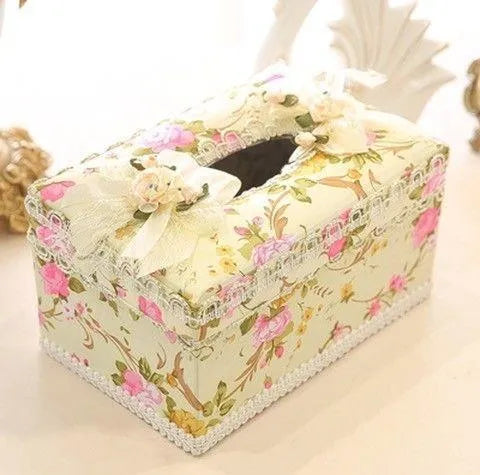 Ceramic jewellery and tissue box in bright colour with separate compartments for jewellery storage and tissue dispensing