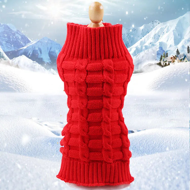 Cashmere twisted rope dog sweater in wool material showing twisted rope detailing and available colour options