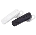 Black or white wireless Bluetooth headset with earplug design showing 10 metre range capability