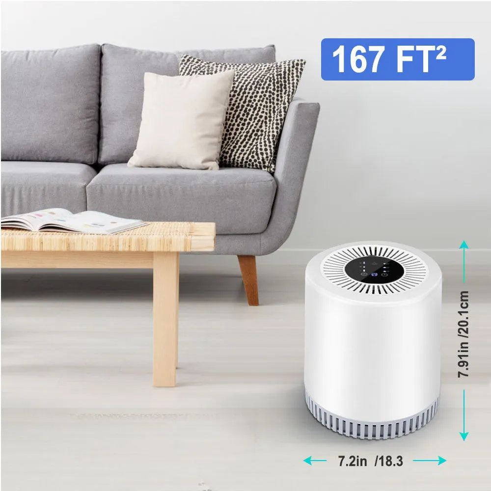 White rectangular HEPA replacement filter for an indoor household air purifier.