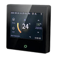 Smart thermostat heating controller in white, 86x86x13mm, with concealed installation and digital display showing 21°C