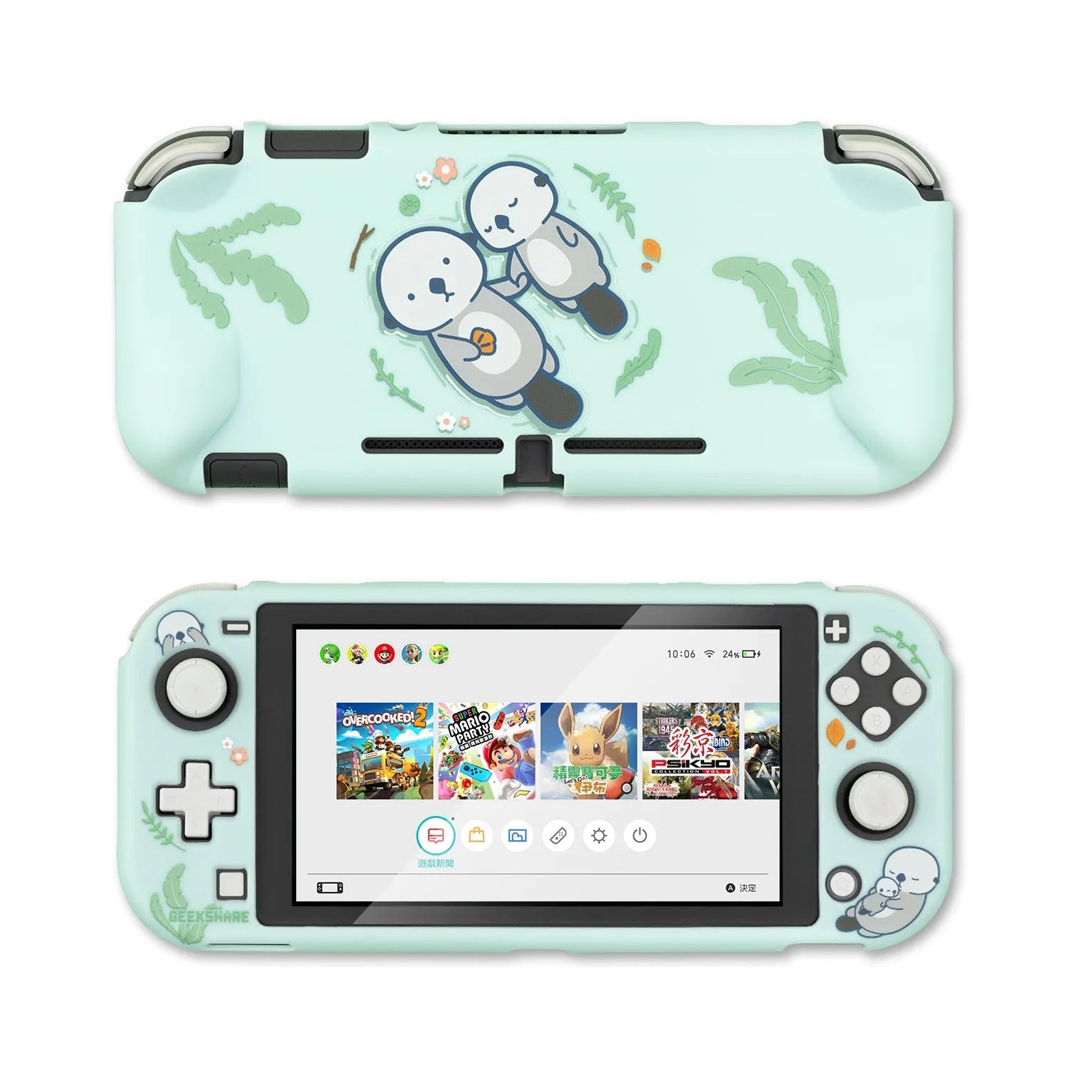 Nintendo Switch Lite protective case with hard PC shell and silicone back grip