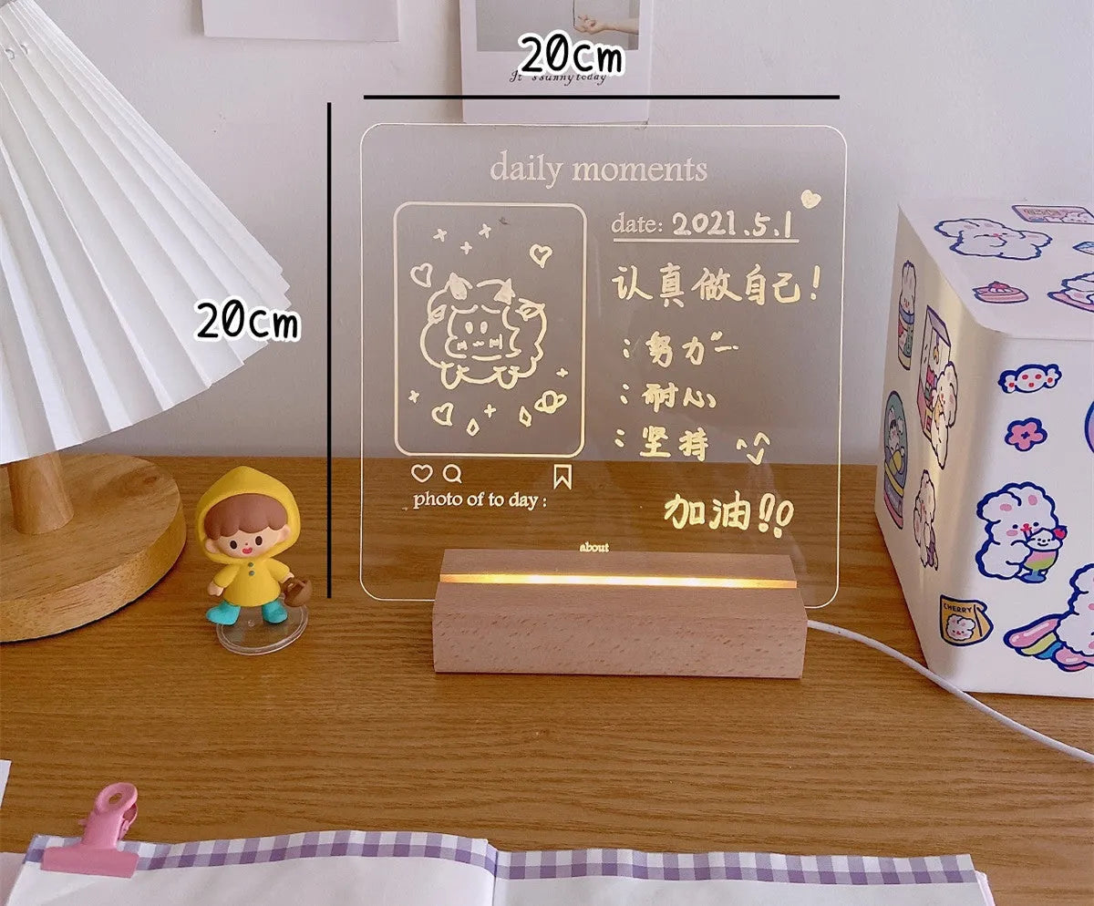 LED bedroom photo atmosphere light with optional message board designs including bear shape and long board variants