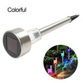 Stainless steel garden landscape light with LED illumination for outdoor pathway or patio lighting.