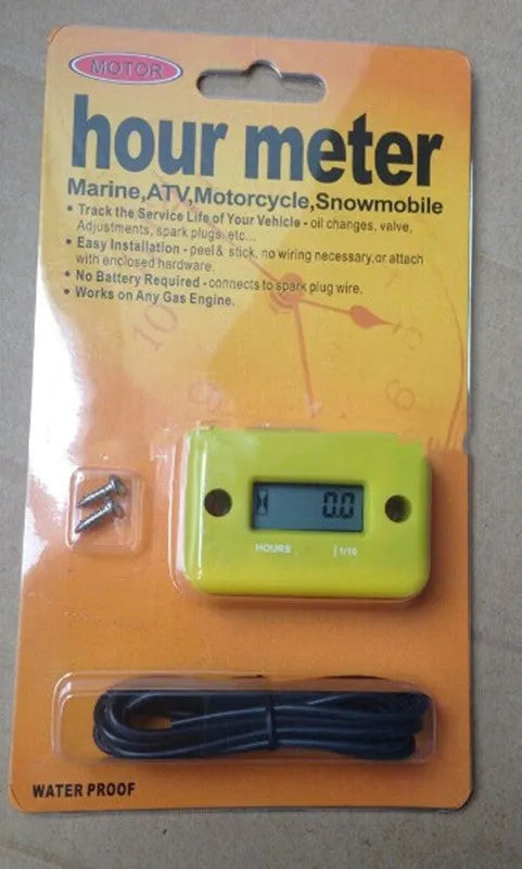 Waterproof induction hour meter with LCD display for motorcycle ATV motorboat gasoline engines