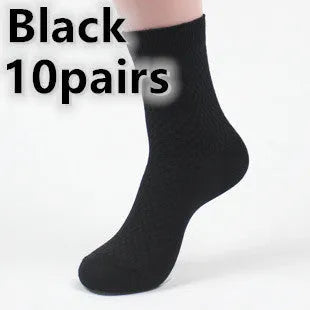 Men's bamboo fibre socks showing small square pattern in one of five available colours.