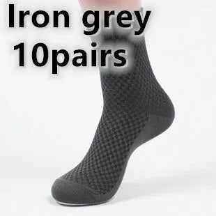 Men's bamboo fibre socks showing small square pattern in one of five available colours.