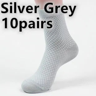 Men's bamboo fibre socks showing small square pattern in one of five available colours.