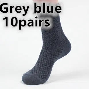 Men's bamboo fibre socks showing small square pattern in one of five available colours.