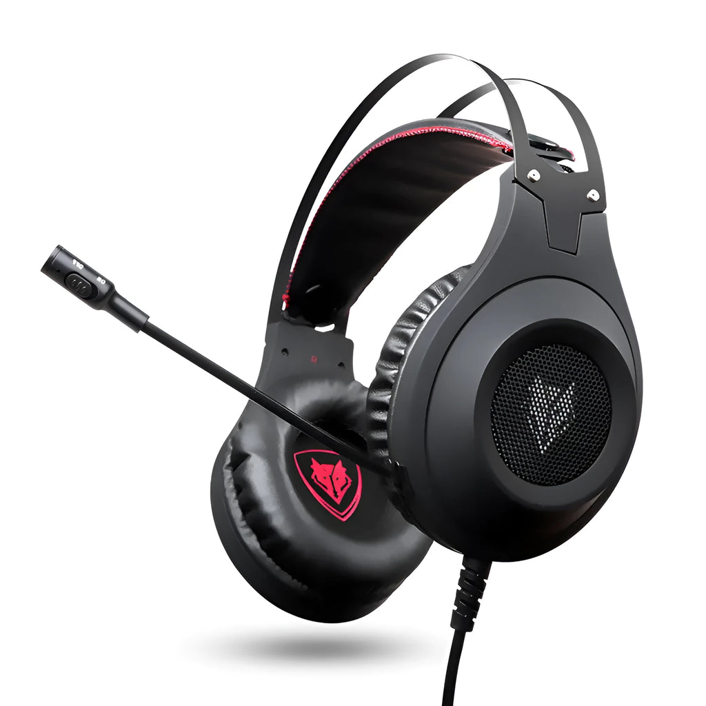 Black wired computer headset with USB plug and integrated microphone for desktop and notebook computers