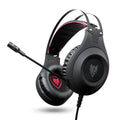 Black wired computer headset with USB plug and integrated microphone for desktop and notebook computers