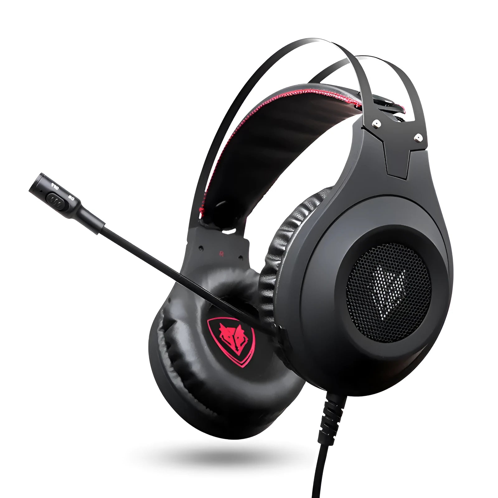 Black wired computer headset with USB plug and integrated microphone for desktop and notebook computers