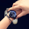 Electronic digital watch with LED blue light illumination in black and white colour options