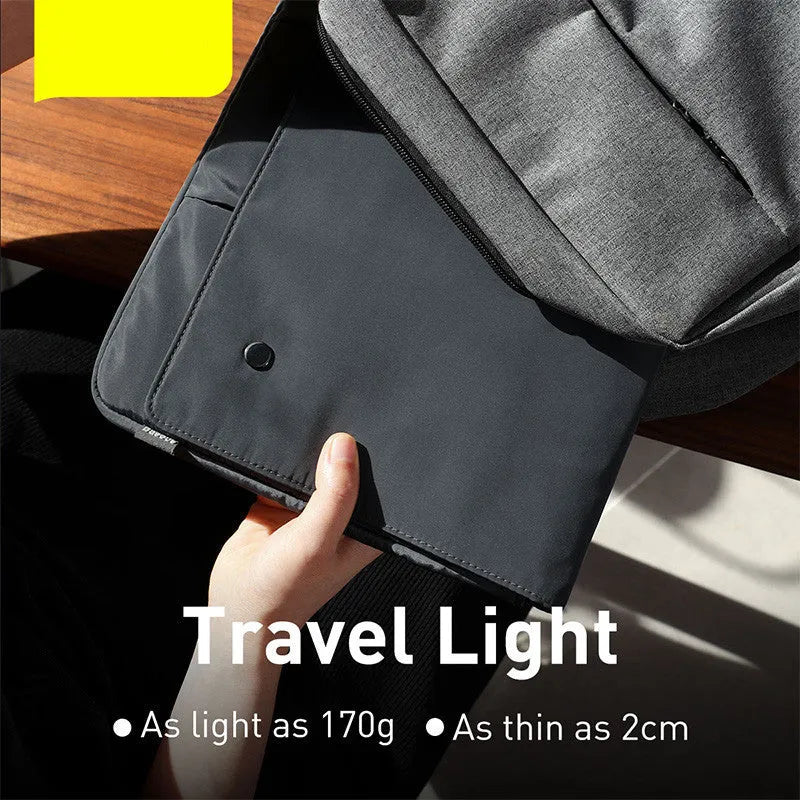 Black waterproof anti-collision multi-compartment handheld iPad storage bag with lock closure for 13 inch laptop