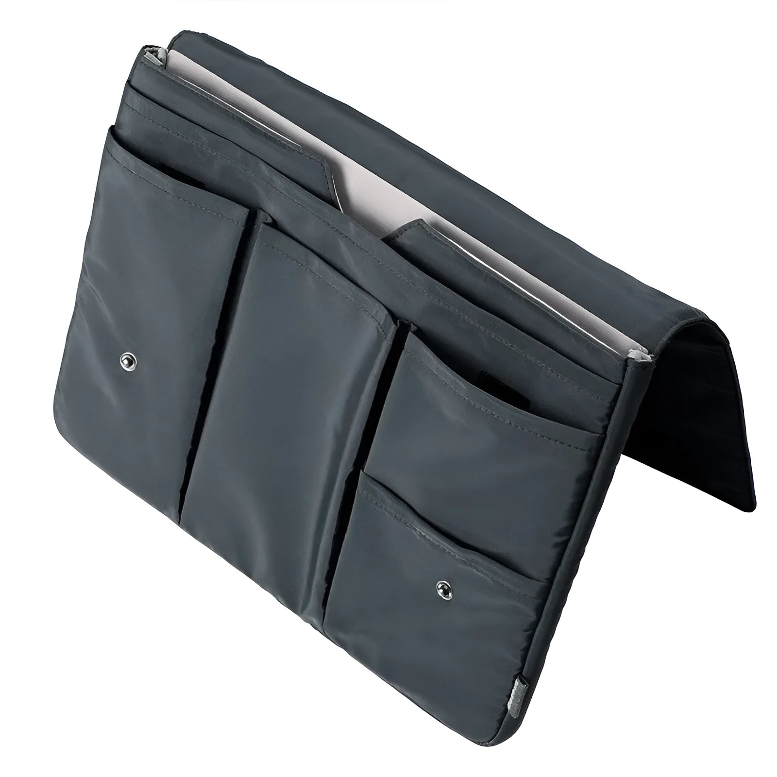 Black waterproof anti-collision multi-compartment handheld iPad storage bag with lock closure for 13 inch laptop