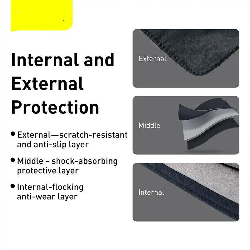 Black waterproof anti-collision multi-compartment handheld iPad storage bag with lock closure for 13 inch laptop