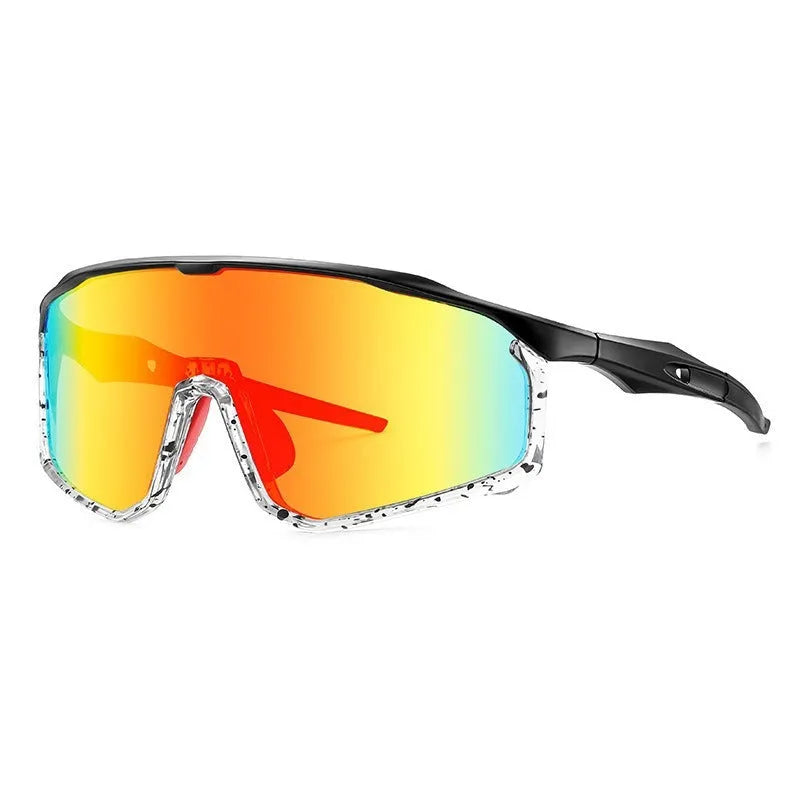 Colourful mountaineering goggles with full frame and UV-protective PC lenses for climbing and hiking.