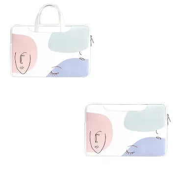 15.6 inch waterproof PU leather laptop bag in blue colour with soft handle and zipper closure