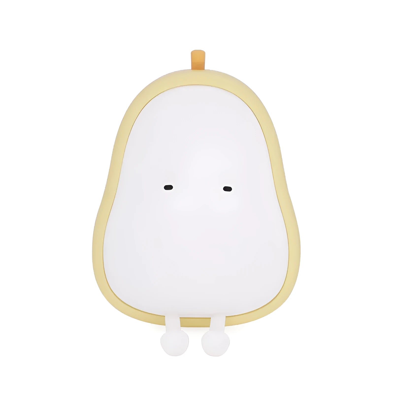 PEAR NIGHT LAMP warm yellow silicone rechargeable LED night light on bedside table, 122mm height