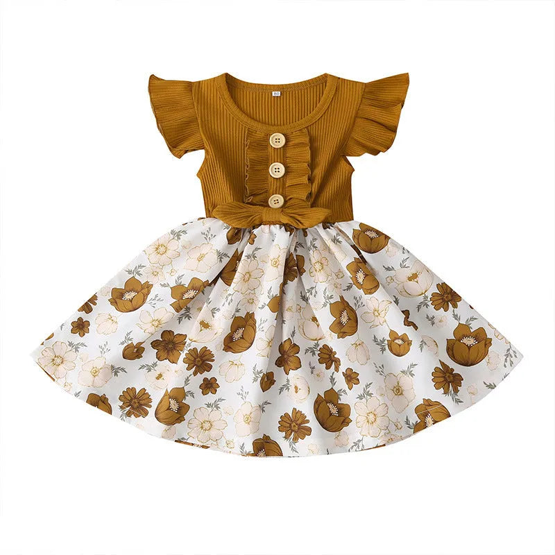 Toddler girl wearing sleeveless summer dress in one of six colour options