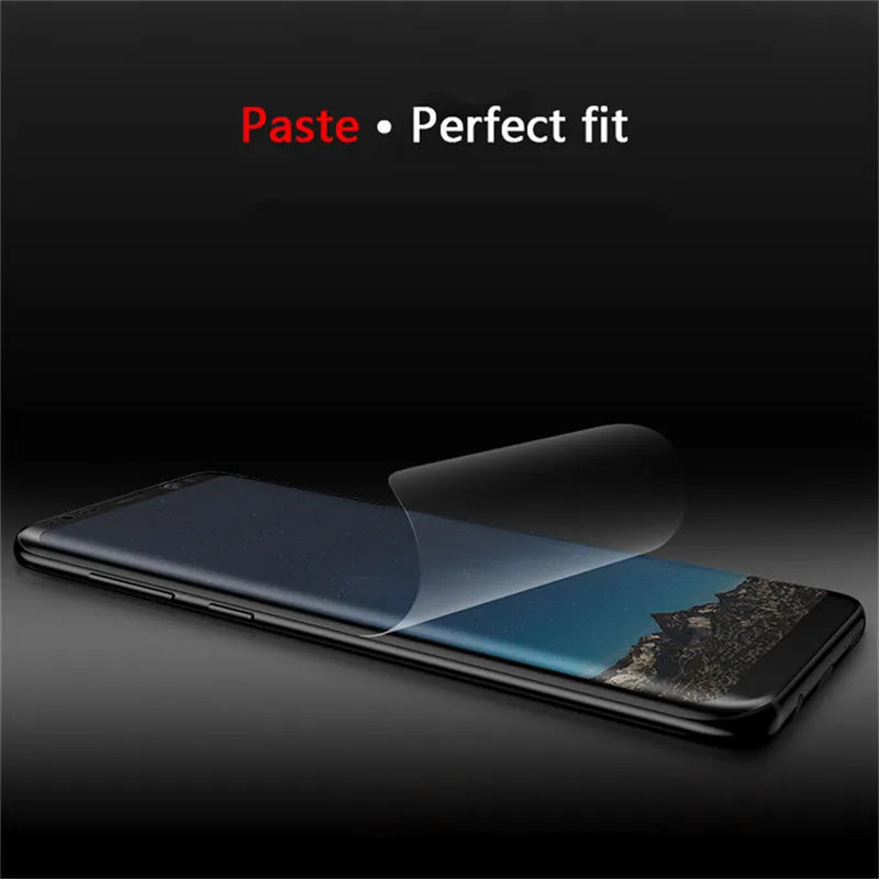 Purple packaged hydrogel curved screen protector for Samsung Galaxy phones