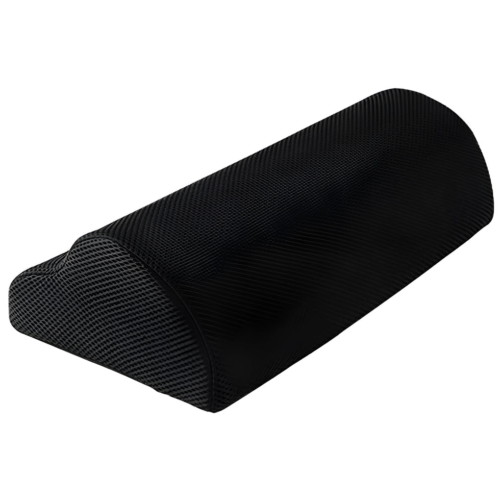 Black semi-circular foot rest pillow 40x20x10cm for office or home desk use