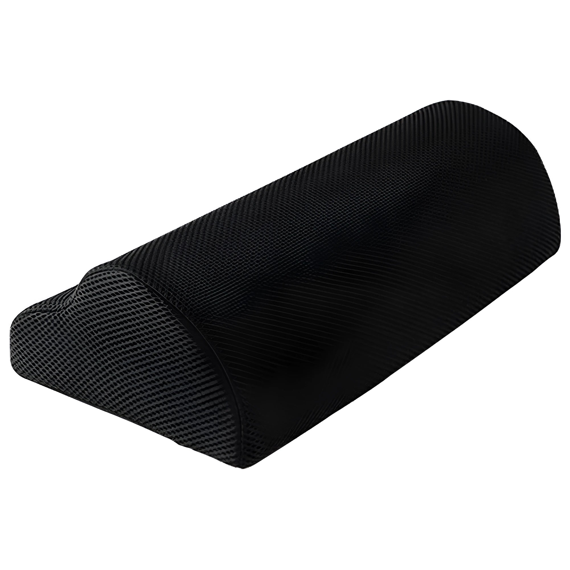 Black semi-circular foot rest pillow 40x20x10cm for office or home desk use