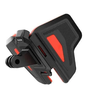 Black GoPro motorcycle helmet chin strap mount with adjustable straps and stainless steel hardware