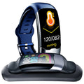 Multifunctional smart fitness bracelet with digital display showing heart rate monitoring in black, blue, and red colour options
