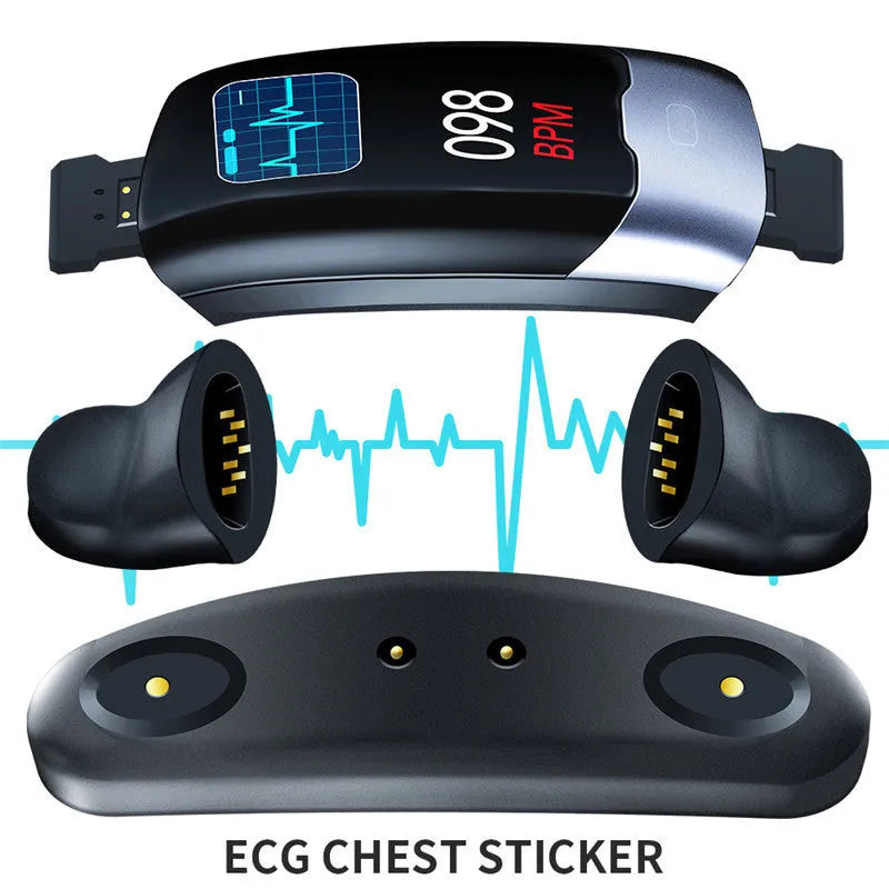 Multifunctional smart fitness bracelet with digital display showing heart rate monitoring in black, blue, and red colour options