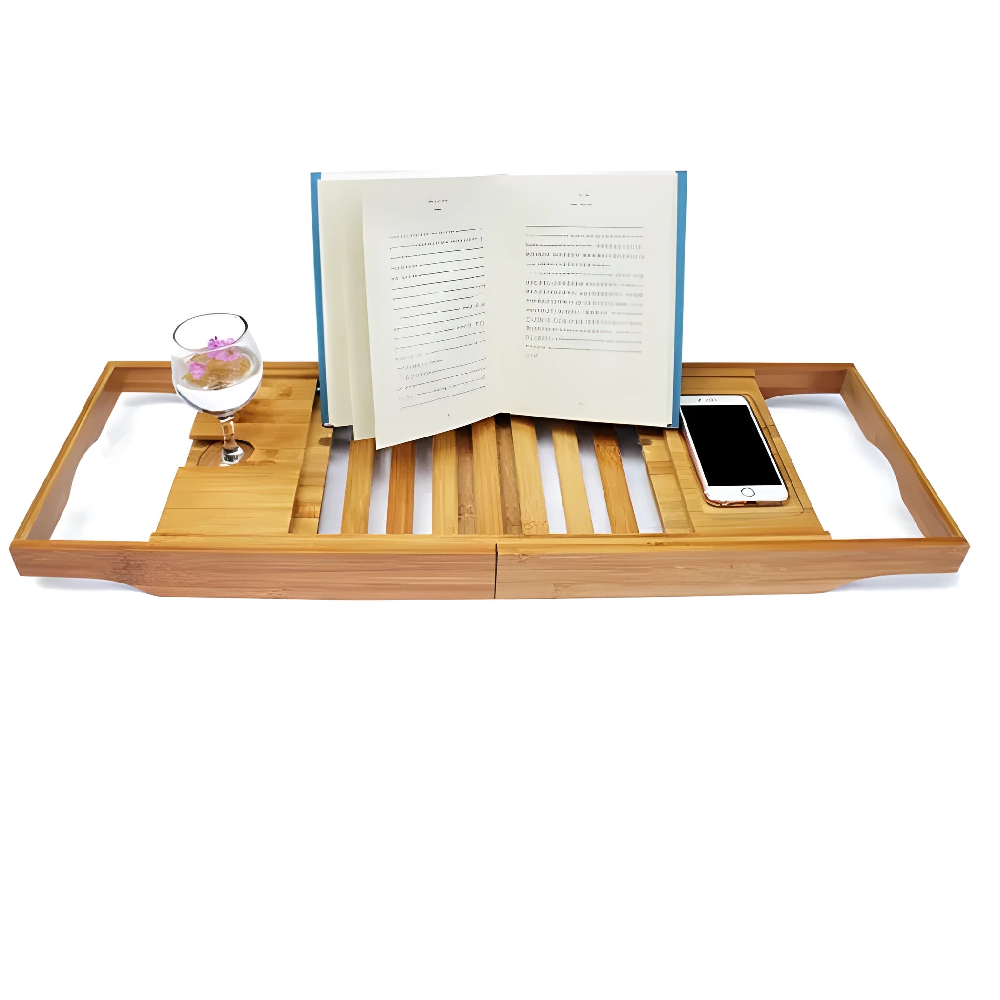 Natural bamboo single-layer bathtub frame desktop organiser for bathroom storage