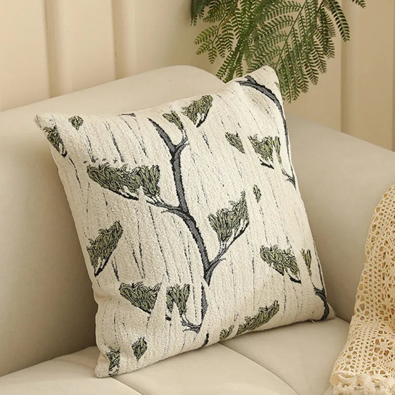 45cm square Jacquard pillow cover with a detailed retro floral pattern in multiple colour options.