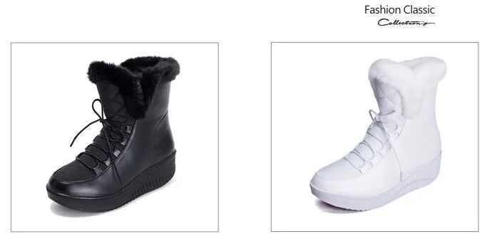 Black women's lace-up winter boots with a platform sole on a white background.