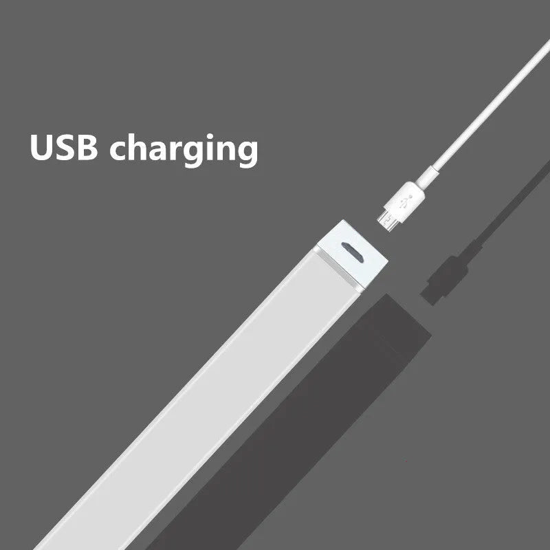 USB rechargeable magnetic LED closet light with motion sensor in aluminium shell.