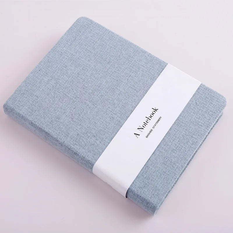 Wire-bound notebook with cloth cover, 132 pages, small size, blue colour