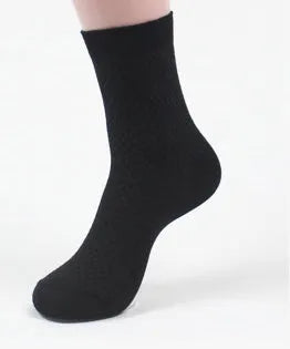 Men's bamboo fibre socks showing small square pattern in one of five available colours.