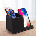 Leather wireless charging station with pen holder organiser for desk phone charging