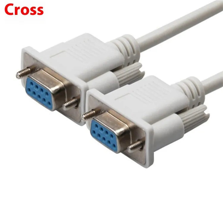 Female to female RS232 serial cable with DB9 connectors, 1.5m length, milky white colour