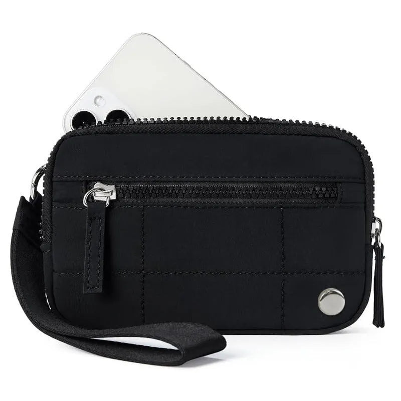 Waterproof quilted transparent deck handbag in nylon with solid colour lining