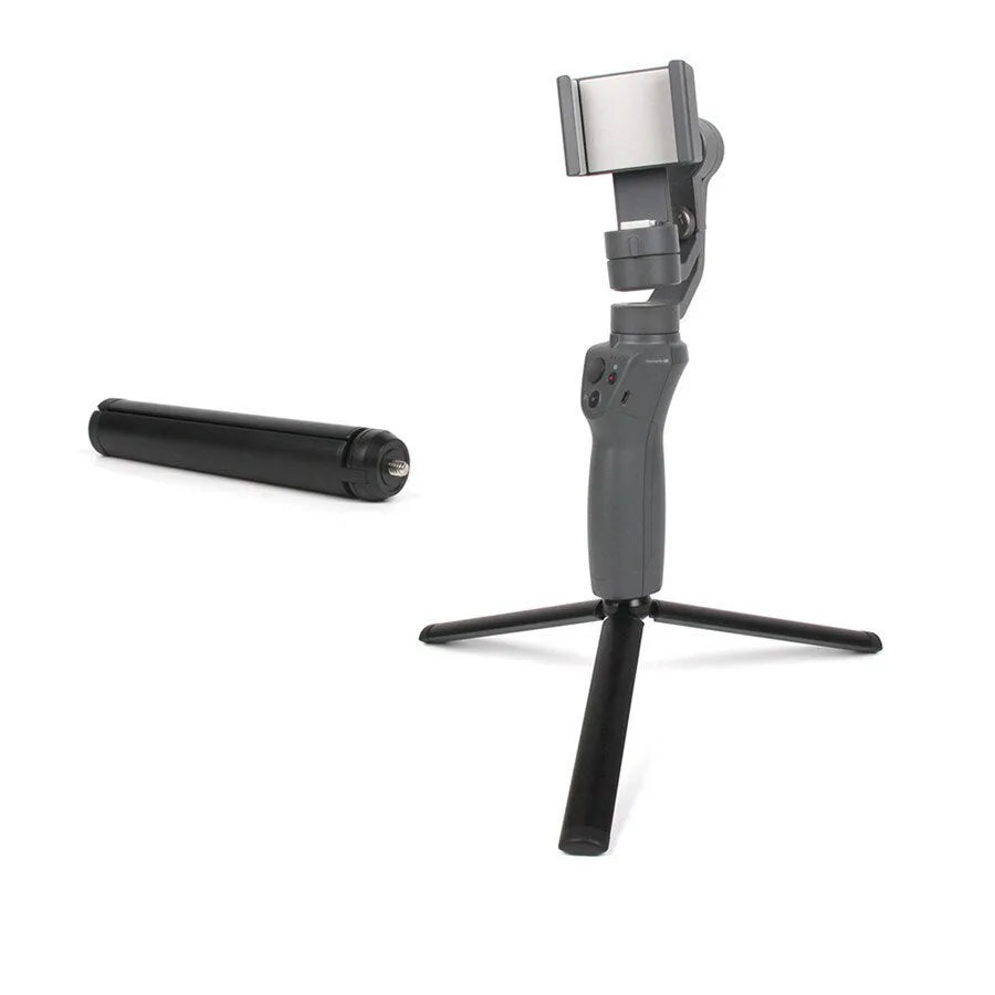 Black aluminium mobile phone tripod with handheld stabilizer grip for smartphone photography